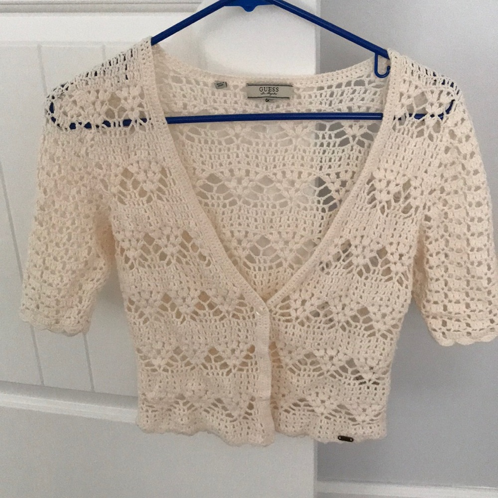 Guess Brand Crop Knit Sweater Cardigan
